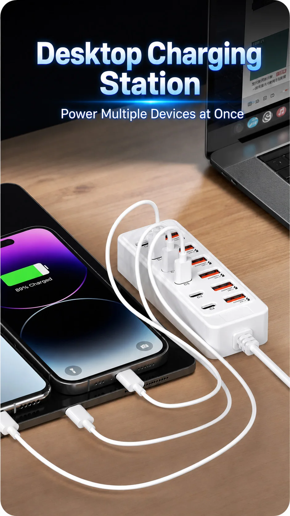 12-Port USB Charger 6 USB-A 6 USB-C Desktop Charging Station Fast Charger Multi… - Image 10