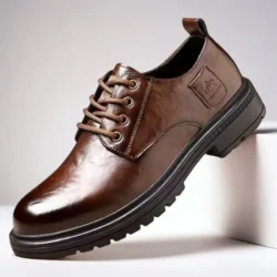 Men Artificial Leather Work Boots British Retro Style Big Head Soft Sole Low Cut Casual Shoes