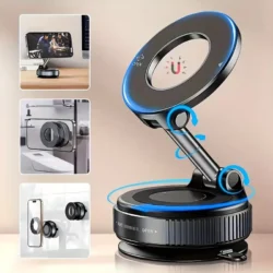 Strong Magnetic Car Phone Holder Foldable Magsafe Design 360° Adjustable Vacuum…