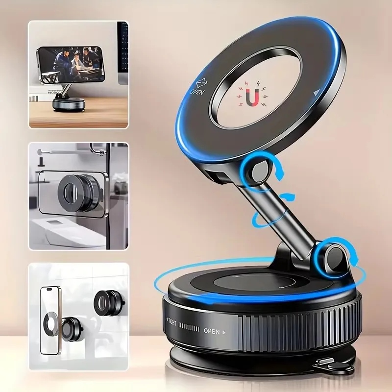 Strong Magnetic Car Phone Holder Foldable Magsafe Design 360° Adjustable Vacuum…