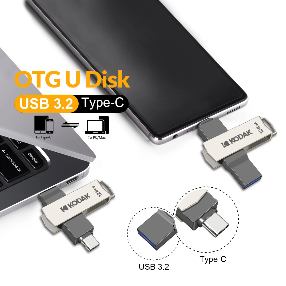 Original KODAK Double Nip Type C&USB Flash Drive 64GB 128GB 32GB Pendrive High… - Image 2