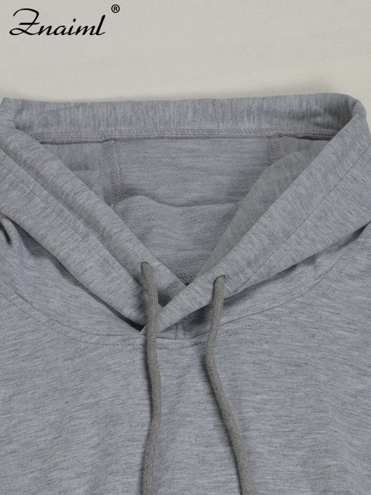 Znaiml Gray Outfit Women Sport Two 2 Piece Winter Sweatshirt Hoodies Tops and Wide… - Image 5