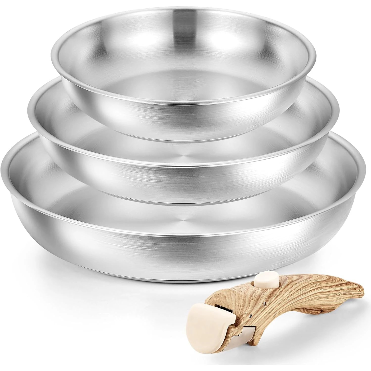 KOCH SYSTEME CS Stainless Steel Frying Pan Set Cooking Pans with Removable Handle…