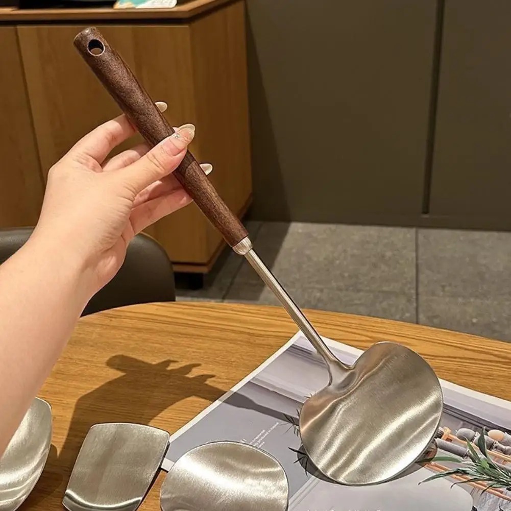 Stainless Steel Spatula Mushroom Shovel With Wooden Handle Cooking Spoon… - Image 3