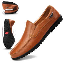 YUYIN Leather Men Casual Shoes Luxury Brand 2026 Mens Loafers Moccasins Breathable Slip on Black Driving Shoes Plus Size 38-46