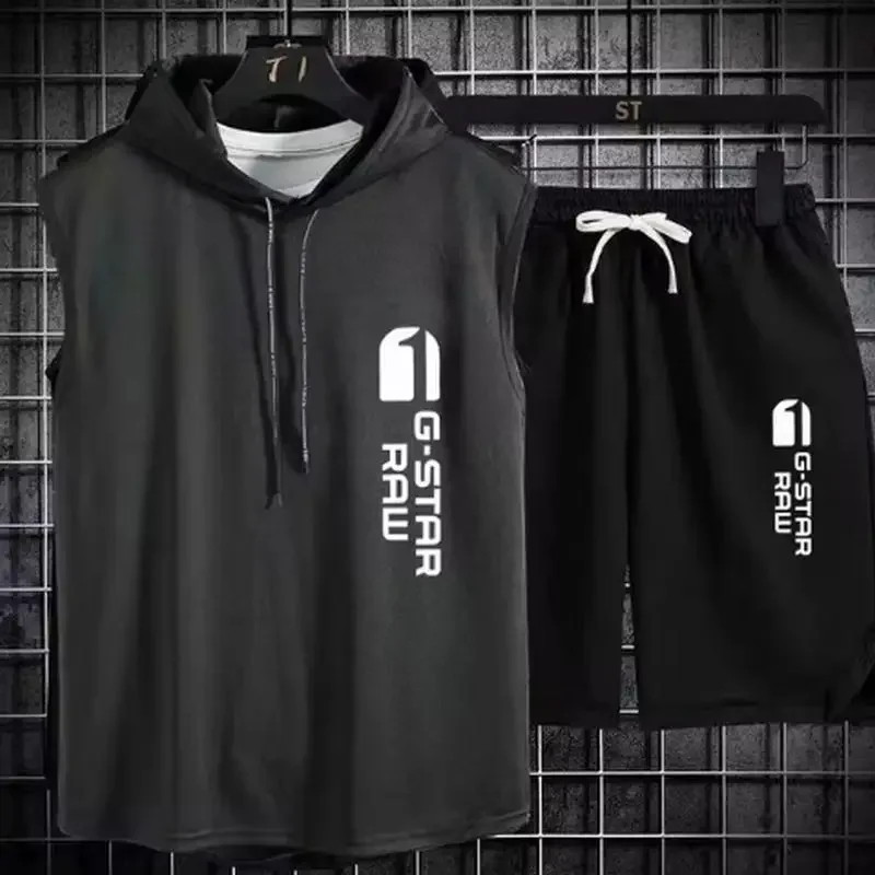 Men's track suit summer sportswear two-piece t-shirt shorts brand tracksuit… - Image 11