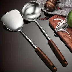 【Pot Spatula + Pot Spoon】Household Stainless Steel Cooking Set, Spatula and Soup…