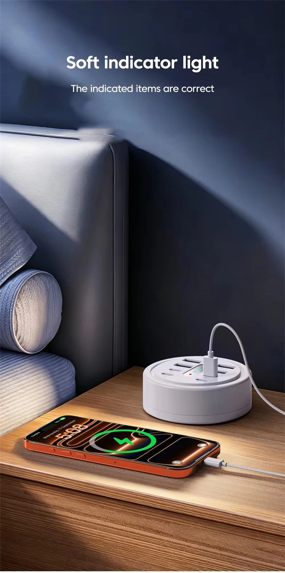 66W Multi Port USB Charging Station 4 QC Fast Charge USB-A 4 Type-C Ports Desktop… - Image 15