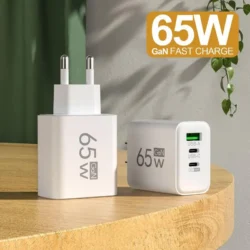 65W GaN USB C Charger 3 Ports PD3.0 QC4.0 Fast Charging Foldable Travel Wall…