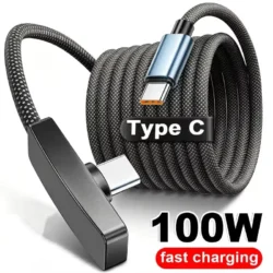 90-Degree USB Type-C Cable – 100W Fast Charging & Data Transfer – Portable…