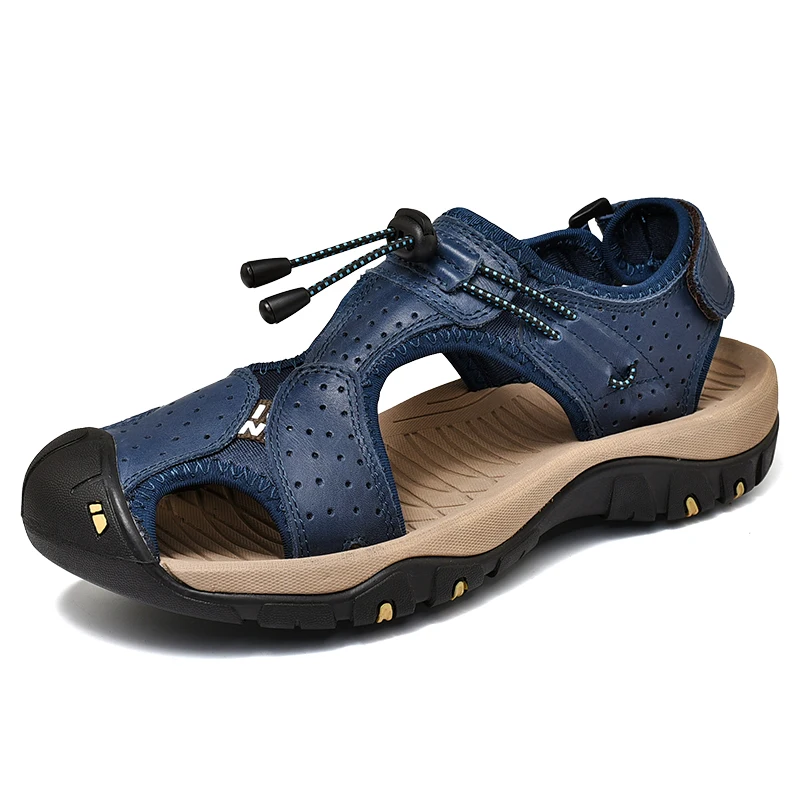 Brand Men's Sandals Summer Genuine Leather Sandals Outdoor Men Beach Shoes Rome Sandals Comfortable Large Size Men Casual Shoes - Image 10