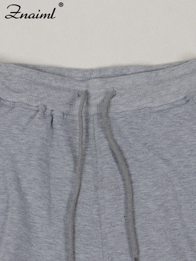 Znaiml Gray Outfit Women Sport Two 2 Piece Winter Sweatshirt Hoodies Tops and Wide… - Image 6