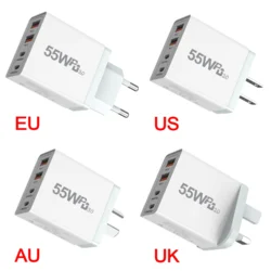EU/AU/UK/US Plug USB Charger Type C Fast Charge Mobile Phone Adapter For iPhone…