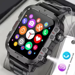 2025 New Military Smart Watch Men IP67 3ATM Waterproof Outdoor Sports Fitness Tracker Health Monitor 1.44" BT Call Smartwatch H1