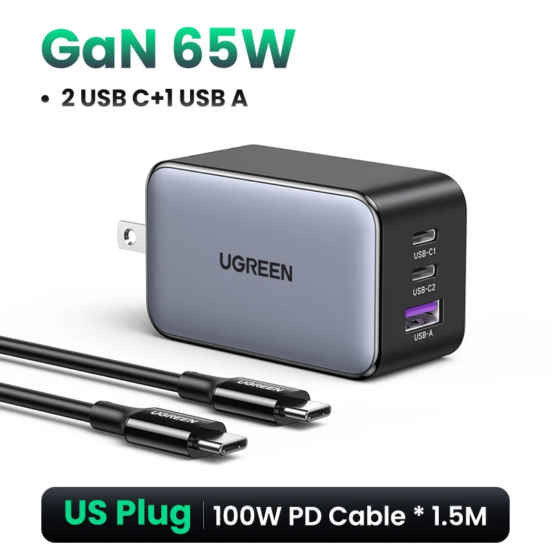 UGREEN 65W GaN Charger Quick Charge 4.0 3.0 Type C PD Fast Phone Charger USB… - Image 8