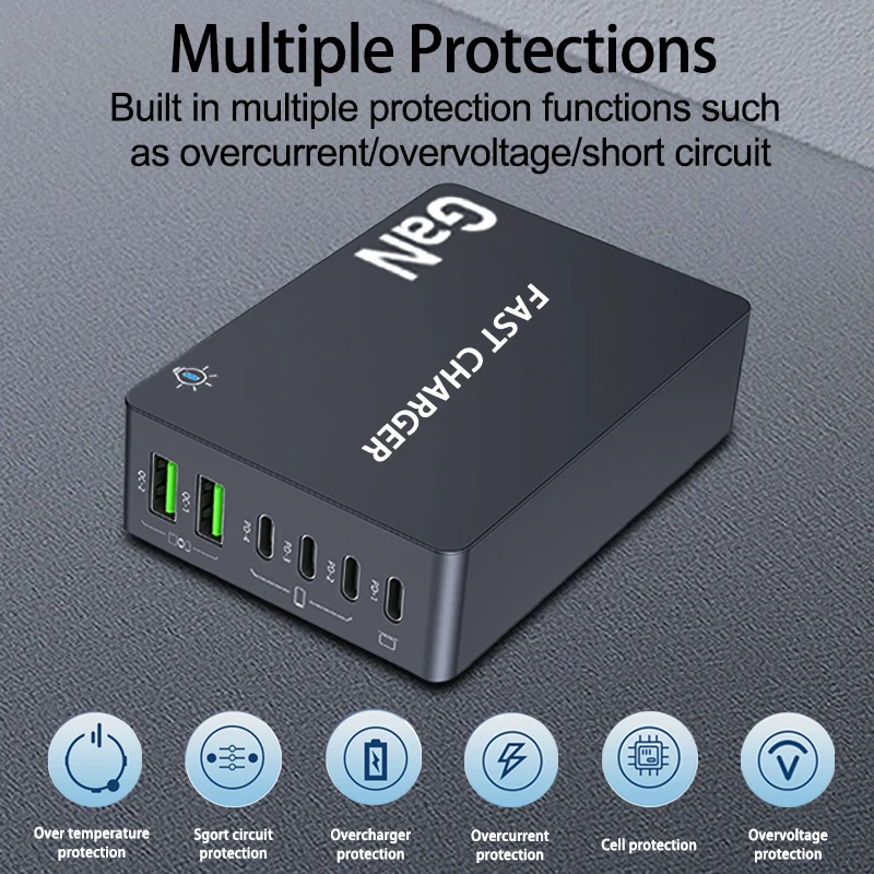 990W GaN Quick Charger 4 USB C 2 USB A Desktop Multi Port Socket Connector… - Image 6