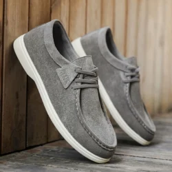 Men Suede Loafers Slip On Casual Shoes Soft Flat Moccasins Comfort Driving Walking Footwear 2 Colors