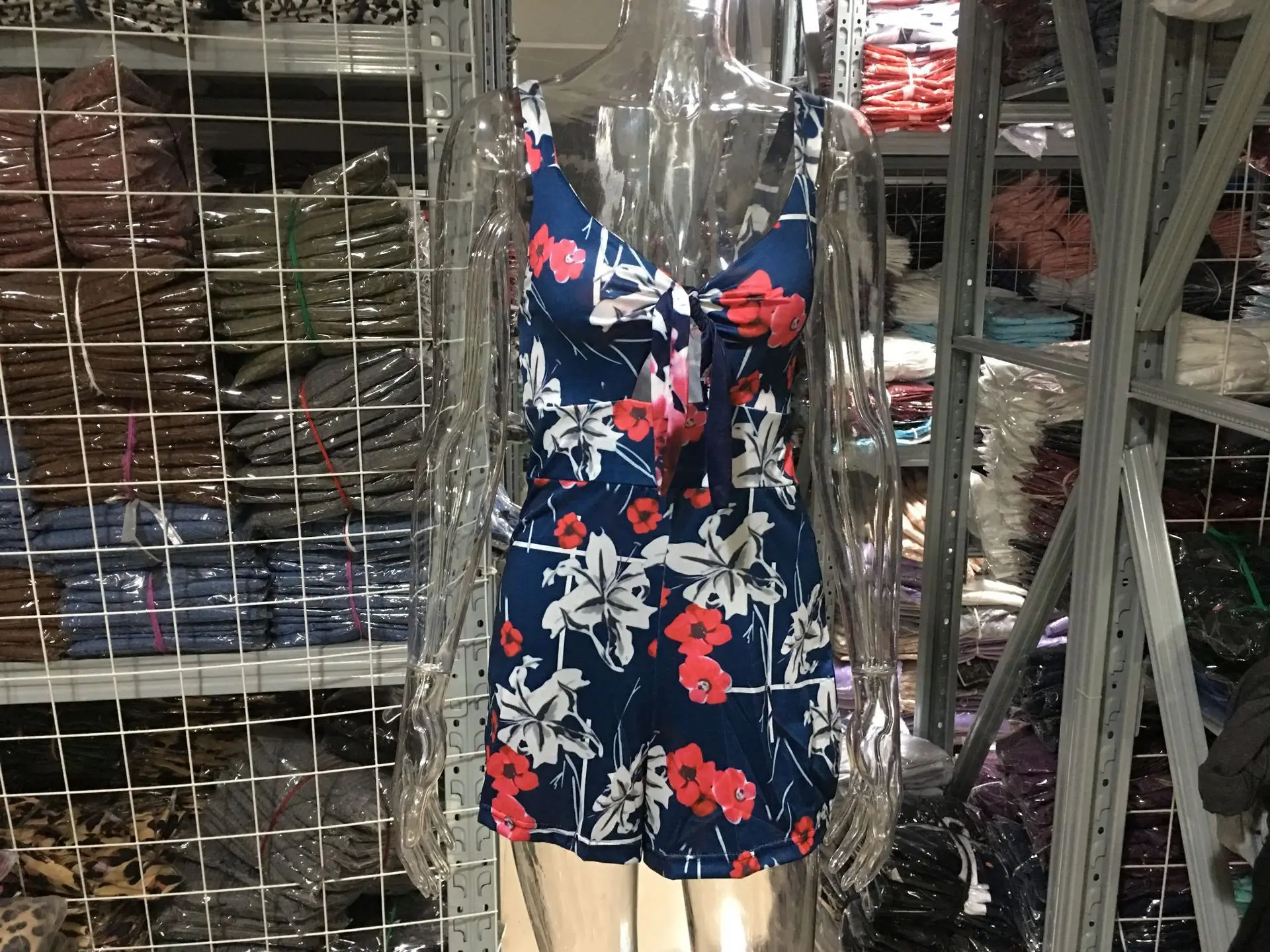 Sexy Spaghetti Strap Flower Print Jumpsuit Women Fashion Bowknot Leace-up Backless… - Image 22