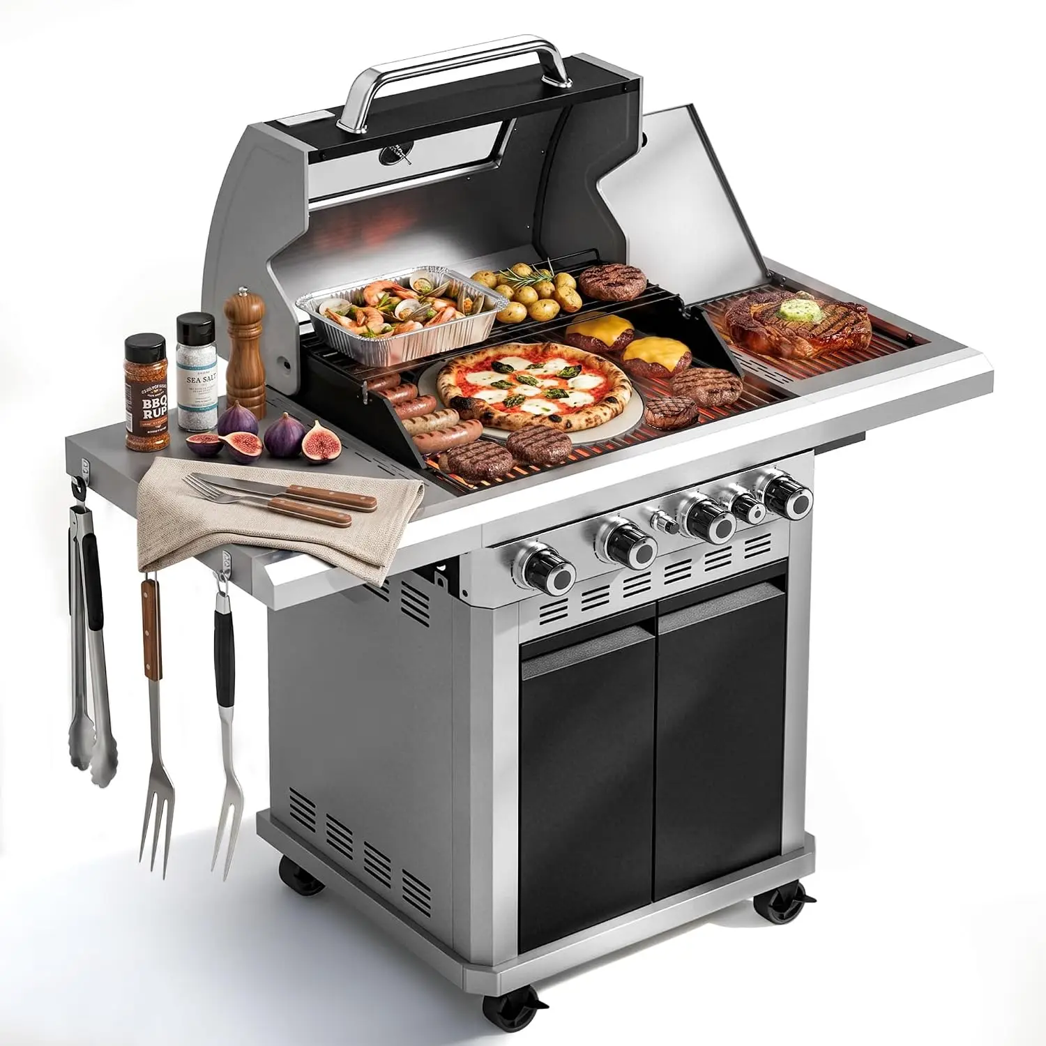 4 Burner Propane Gas BBQ Grills with Infrared Sear Burner, Custom - Image 7