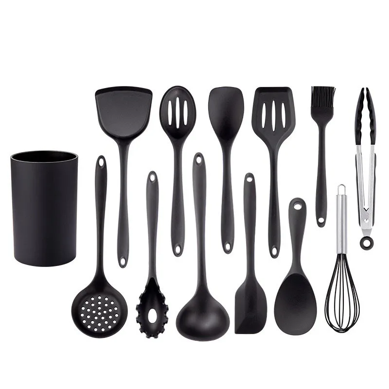 Black Silicone Cooking Utensils Set Non-Stick Pan Baking Tools Kitchenware… - Image 13
