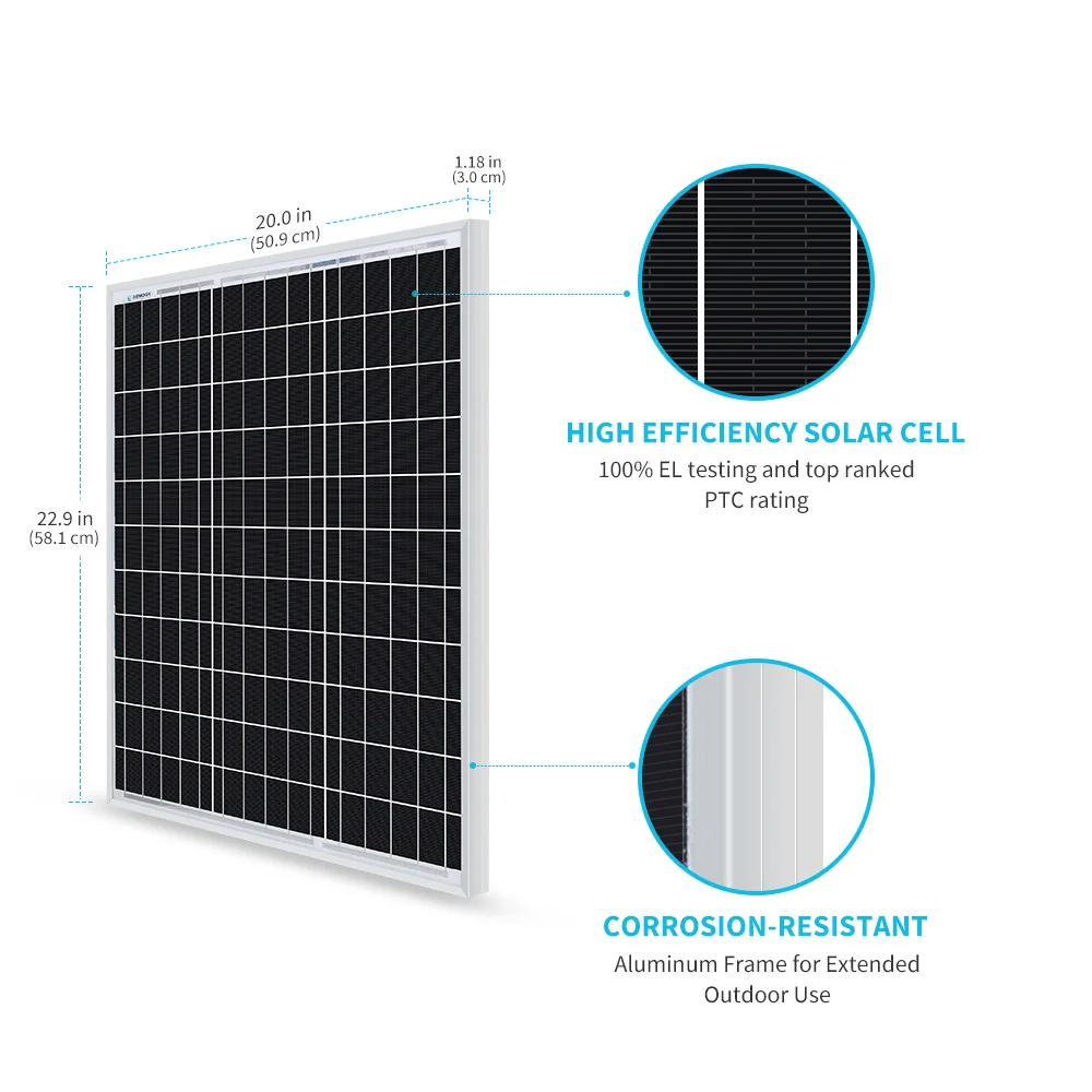 Renogy Solar Panel 50 Watt 12 Volt, High-Efficiency 50W Solar Panel… - Image 2
