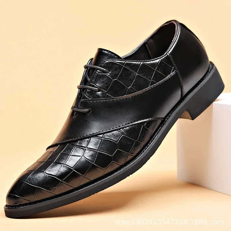 Luxury Leather Shoes for Men Brand Derby Shoes for Men Pointed Toe Lace-up Men's Formal Shoes Handmade Business Footwear 2024 - Image 8