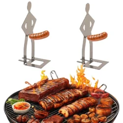 Stainless Steel BBQ Sausage Holder Novelty Party Camping Gifts Funny Sausage…