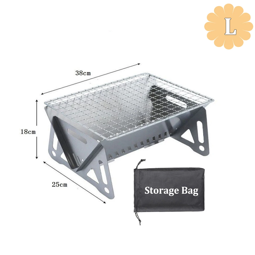 Compact Portable BBQ Grill Stainless Steel Folding Charcoal Stove with Carry Bag for Outdoor Camping Backyard & Picnic Use - Image 9