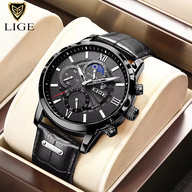 2025 New Mens Watches LIGE Top Brand Luxury Leather Casual Quartz Watch Men's Sport Waterproof Clock Watch Relogio Masculino+Box - Image 10