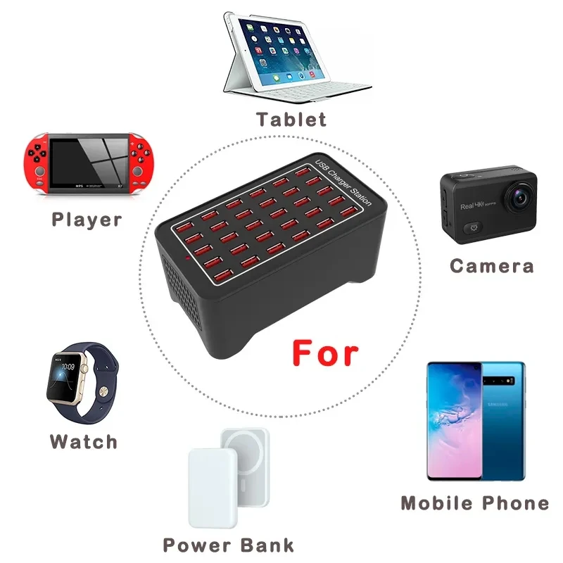 USB Charger 10 15 20 25 30 Ports HUB 150W Universal Wall Desktop Fast Charging… - Image 3