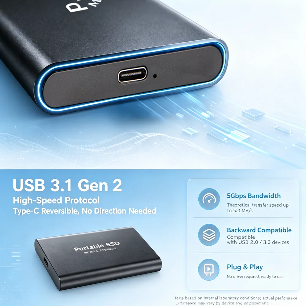 Universal Compatibility Portable SSD USB3.1 Type-C External Hard Drive Works With… - Image 5