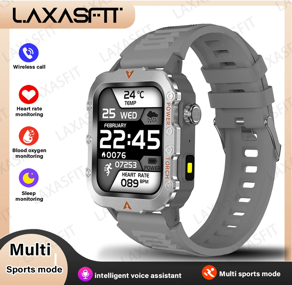 LAXASFIT New Men's Smart Watch LED Flashlight Outdoor Sports Smart Watch Wristwatch Health Monitoring Smart Watch - Image 8