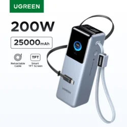 UGREEN Nexode Pro 200W 25000mAh Power Bank Retractable Cables Portable PD External…