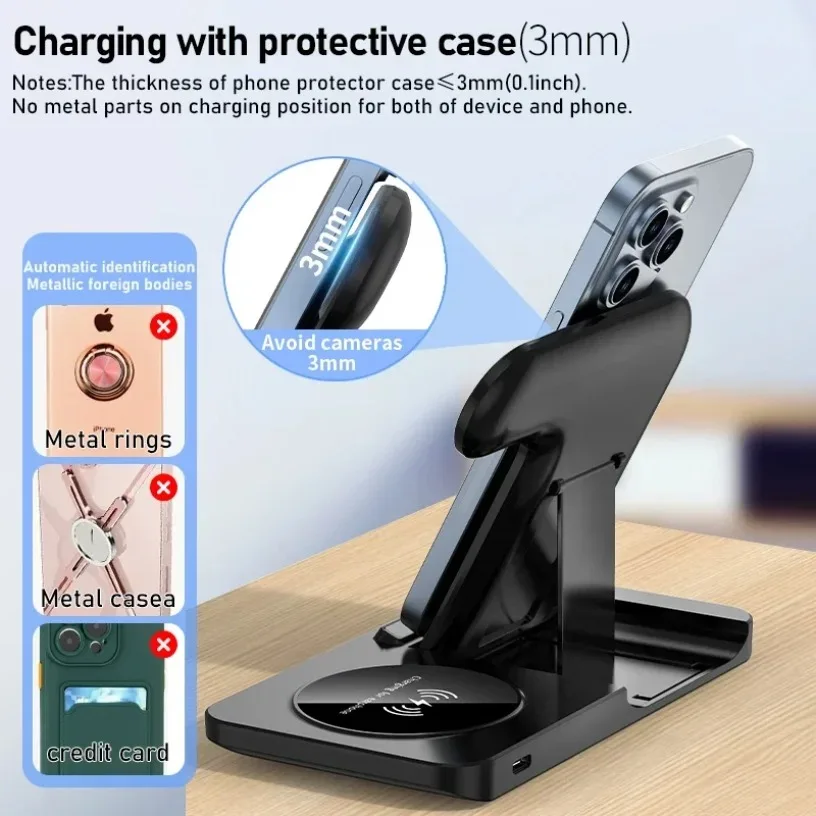 3 in 1 Wireless Charging Station for Magsafe Charger Stand Fast Magnetic Wireless… - Image 4