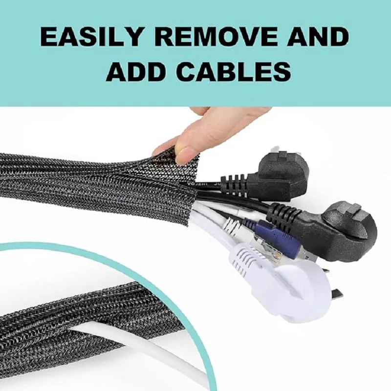 1M 3M 5M Braided Cable Sleeve PET Nylon Wrapping Cable Casing Cable Sleeves Wire… - Image 18