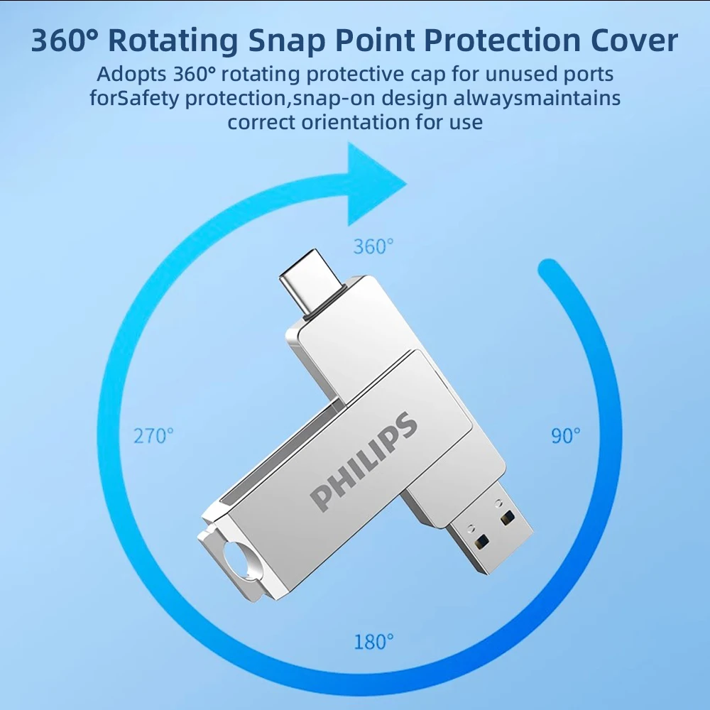 Philips 128GB USB C Dual Flash Drive Speed Up to 150MB/s with Keychain - 2 in 1… - Image 2