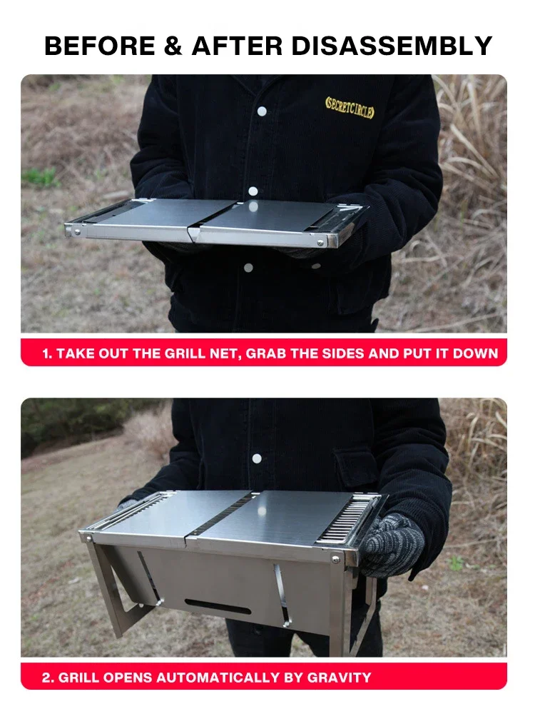 Stainless Steel Folding Barbecue Grill For Home And Outdoor Charcoal Kebabs… - Image 11