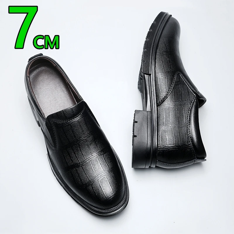 Big Size Elevator Loafers Wedding Men Leather Shoes Business British Formal Dress Shoes Height Increase Insole 7CM Lift Moccasin - Image 5