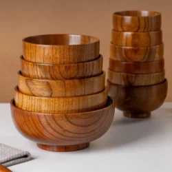 New Japanese Style Wooden Bowls Handmade Crafts Soup Bowls Food Containers…
