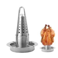 Stainlness Steel Roasting Grill Stand Chicken Roaster Rack Kitchen Outdoor BBQ…