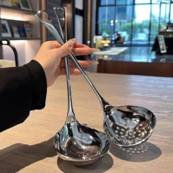Stainless Steel Soup Ladle Creative Long Handle Soup Spoon Cutlery Hotel Hot…