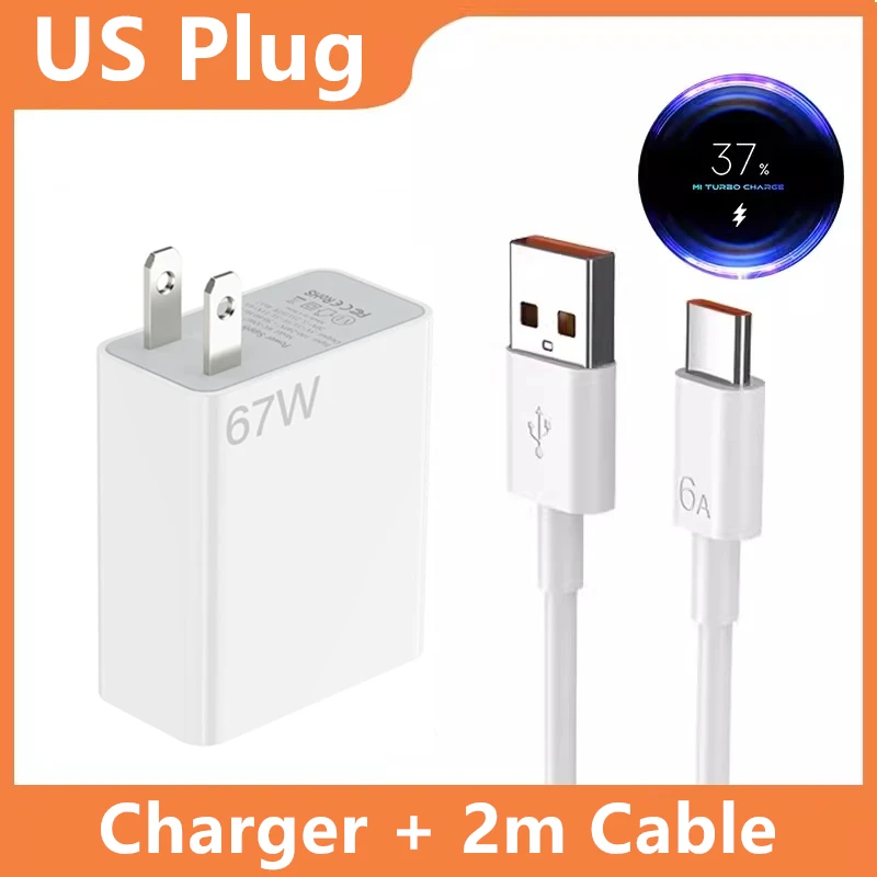 US Plug 6A 67W Ultra Fast Charger for Xiaomi 10T 11 12 Lite 13T Redmi Note 10 11T… - Image 7