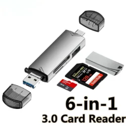 6 in 1 Otg Type C Card Reader USB 3.0 Micro Sd Mini Adapter TF USB Flash Drive…