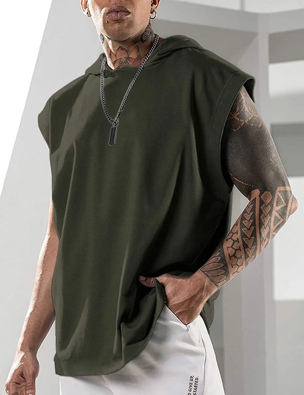 Solid Color 2023 Brand New Men's Tank Tops Vest Sleeveless Tees For Male Hooded Man Vests Tops Hip Hop Men Tank Top T shirt - Image 8