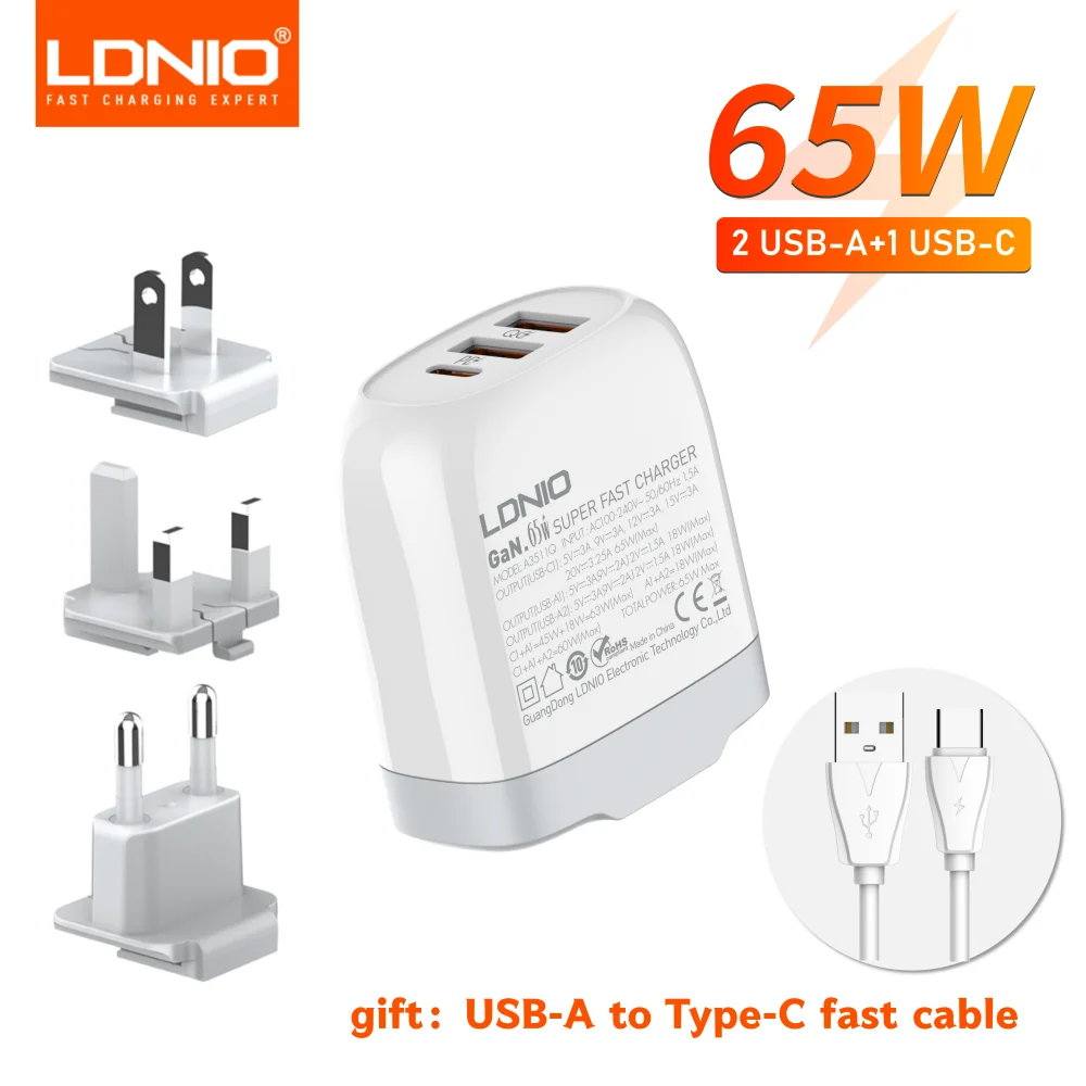 65W GaN USB C Charger LDNIO Type C USB Charger PD QC PPS Wall Power Adapter… - Image 9