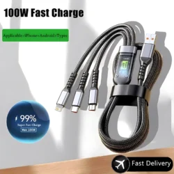 100W Fast Charging Cable Multi Charger Cable Nylon Braided Multiple USB Universal…