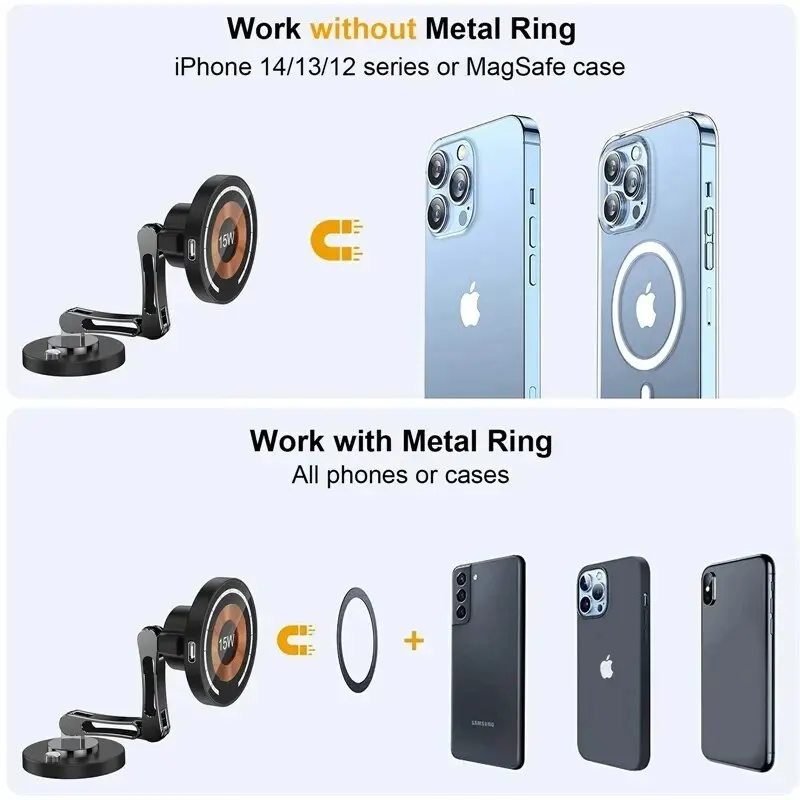 Magnetic Car Wireless Charger Stand Magnet Car Mount Fast Charging Station Phone… - Image 6