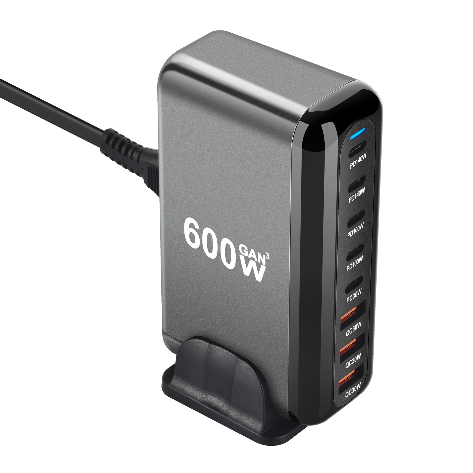 600W Gan Fast Charge 3.0 USB Type C Charger 8-Port 5C3A PD Mobile Tablet Fast Charger for Phone Convenient Carry - Image 4