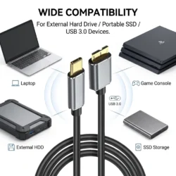 USB C to Micro B Cable USB 3.1 Gen1 Data Cable High Speed Transfer Cord for…