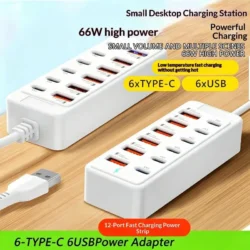 12 In 1 Power Strip Multi Port USB Charger Station Wall Desktop Power Adapter 6…